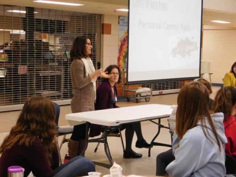 Students listened in on a panel from five female professionals.