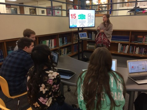 Students in Mr. Martin's English classes used the media carts to give presentations in the library Pit.