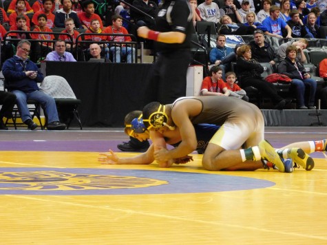 Mark Hall wrestles in the 170 pound state title match