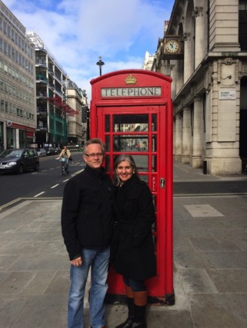 Helgeson and wife Joanne in London.