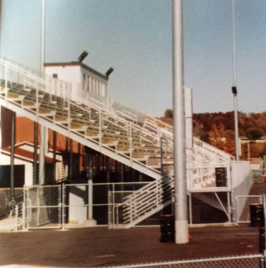 Side view of the home stands of the stadium