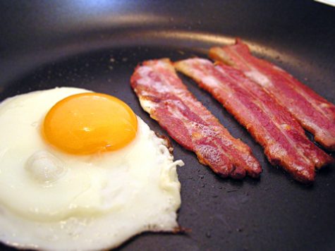 Eggs and bacon are packed with the protein necessary to do well on a test