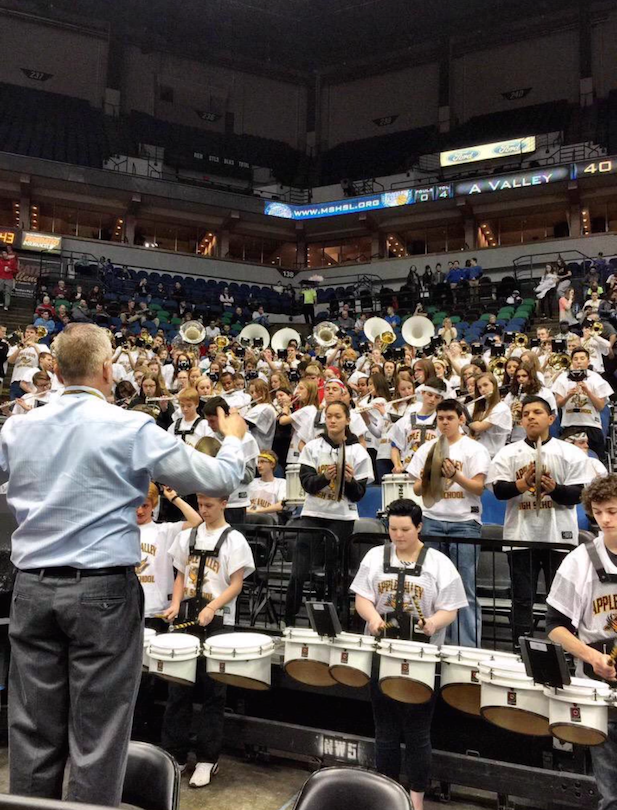 Athletic Band playing for the boys basketball state game