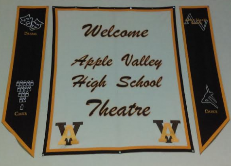 A banner that celebrates some of the arts programs at AVHS