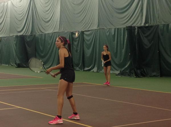 Mia Davis and Natalie Wijesinghe playing doubles