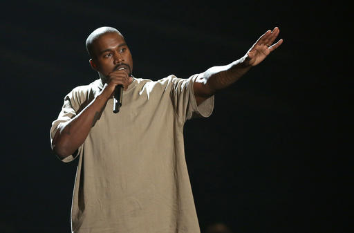 Kanye West accepts the video vanguard award at the MTV Video Music Awards at the Microsoft Theater in Los Angeles. 