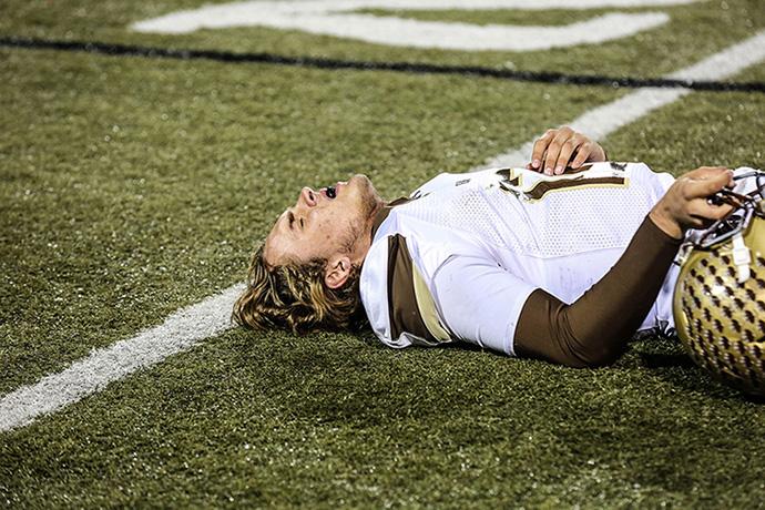 Senior quarterback Noah Sanders after the final play.