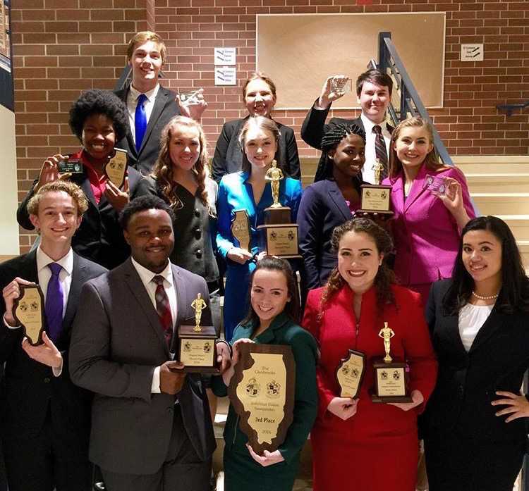 Apple Valley speech competitors with their awards.