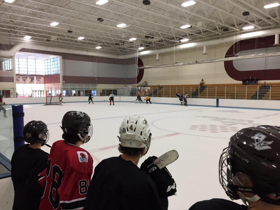 Players look on during the captains' practice.