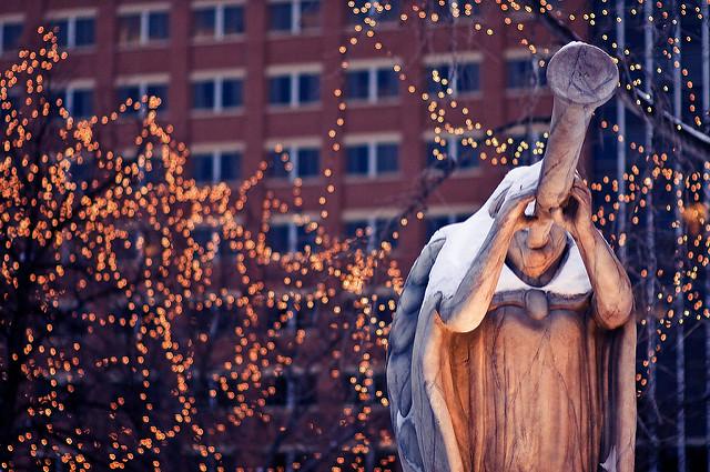 Angle sculpture in Rice Park.