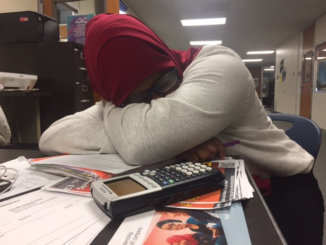 Student falls asleep while working on school work