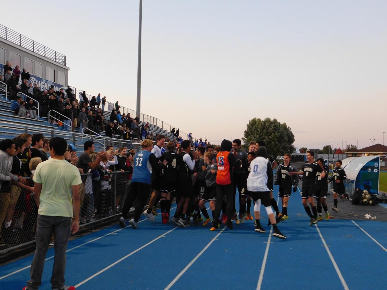 After the win, AVHS fans burst onto the field to congratulate the boys.