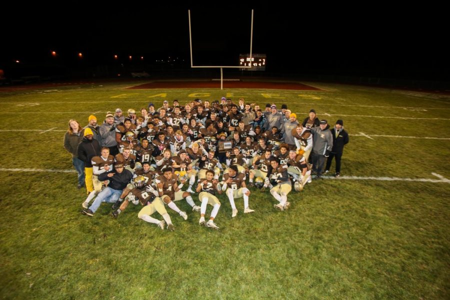 The Eagles celebrate their advancement into the state tournament.