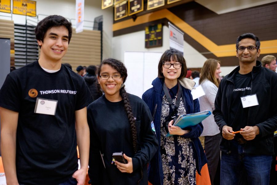 AVHS students meet with a digital marketer from Thomson Reuters.