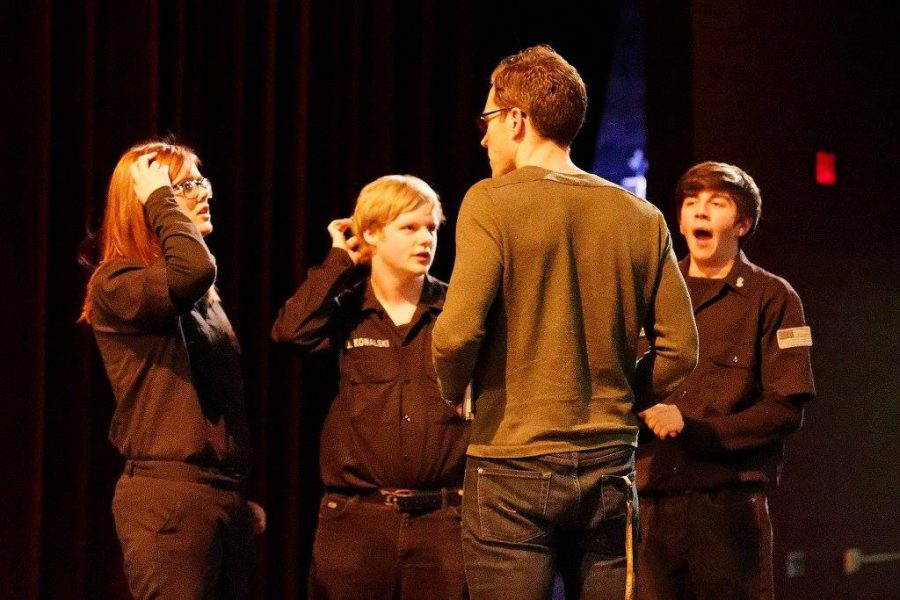 Director Josh Campbell speaking to tech members of the one act