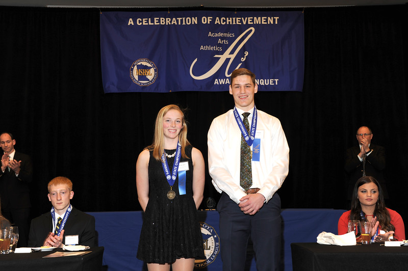 Molly Moynihan (left) and Spencer Rolland (right) at Triple A MSHSL Banquet.